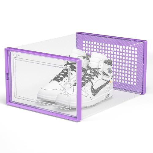 Kuject X-Large Clear Plastic Stackable Shoe Storage Boxes, 12 Pack, Blue Y142131