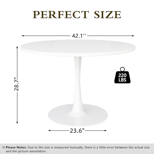 42 Inch Round Tulip Dining Table with Metal Pedestal Base V455351