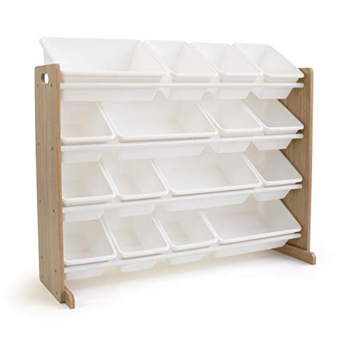 Humble Crew Supersized Toy Storage Organizer with 16 Removable Bins, Grey/White D772791