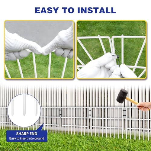35 Panels Garden Fence Animal Barrier, 38ft x 13in No Dig Rustproof Metal Outdoor Wire Fencing E53834