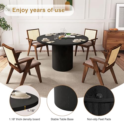 47 inch Round Dining Table with Storage Shelf (Walnut) N502088