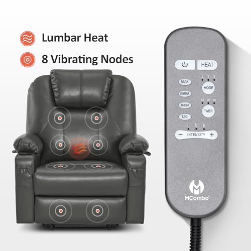 MCombo Power Lift Recliner Chair for Elderly with Heat and Massage, Faux Leather, Black V60394