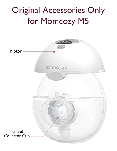 Momcozy M5 Hands-Free Wearable Breast Pump, Double-Sealed Flange, 3 Modes & 9 Suction Levels, 24mm, 2-Pack Quill Gray Z371714