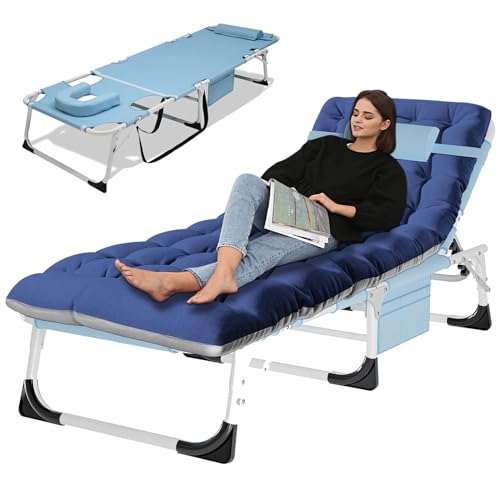 Portable Folding Camping Cot, Adjustable Reclining Chaise with Pillow U54731