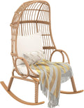YITAHOME Rocking Egg Chair Outdoor, 370lbs Capacity Wicker Patio Basket Chair, All-Weather Small Egg Lounger Chair for Indoor Outside (Beige)
