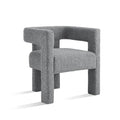 Modern Sherpa Barrel Chair with Open-Back, Fabric Upholstered Boucle Dining Chair, Accent Side Armchair for Living Room, Bedroom, Kitchen (Blue Black,25.59" x 20.87" x 27.56")