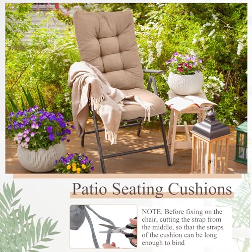 Juexica 4 Sets Outdoor Patio Chair Cushions High Back Tufted Beige D1688