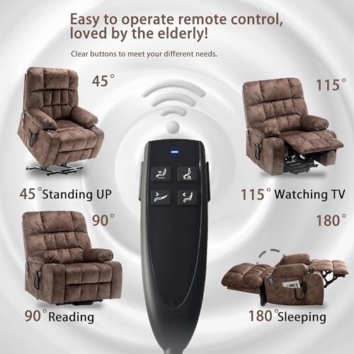 Lift Chair Recliner with Massage and Heat, Heavy Duty for Seniors, Brown V12888