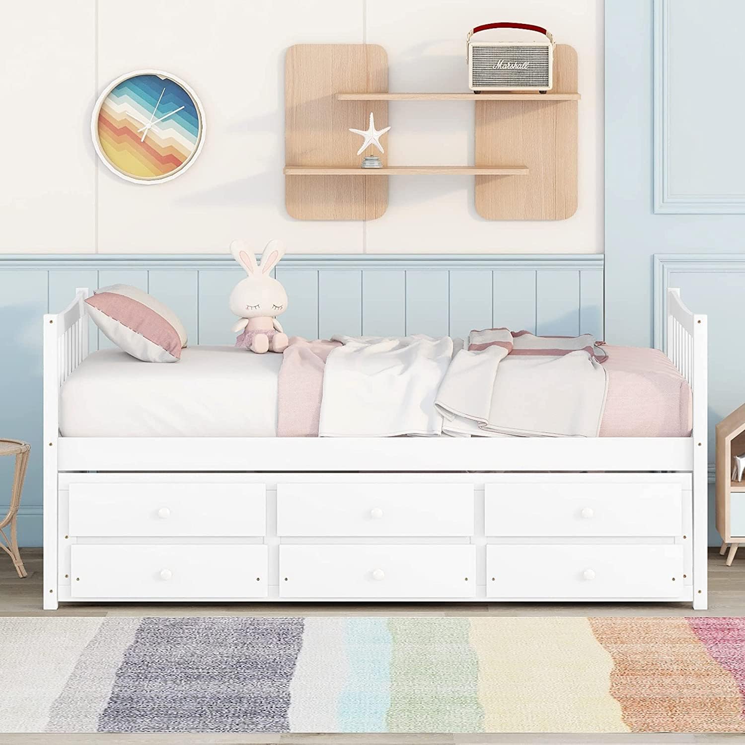 Harper & Bright Designs Twin Daybed with Trundle and Storage Drawers, White N417
