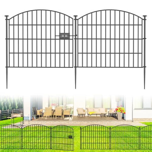 10 Panels No Dig Decorative Garden Fence, Rustproof Metal Dog Fence for Yard U518
