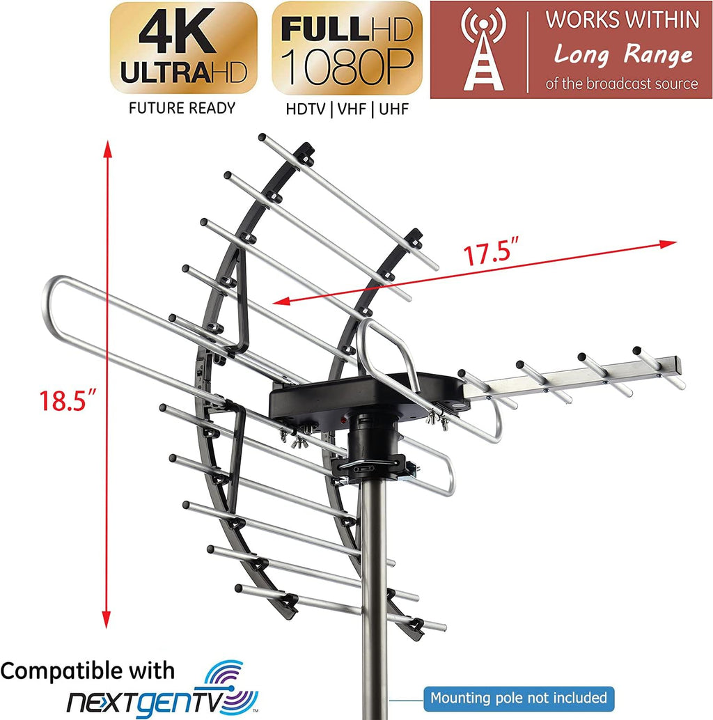 CeKay Digital HD TV Antenna Outdoor Attic 360 Rotation Wireless Remote 200 Miles Range 4K VHF UHF X67490