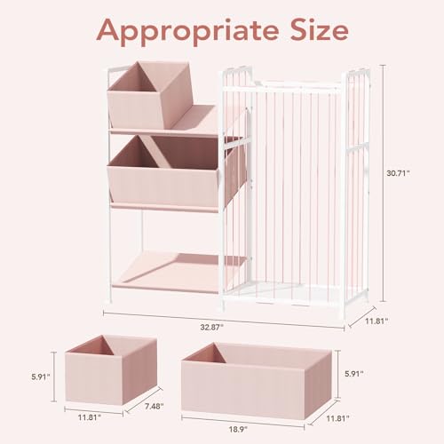 BBLIKE Stuffed Animal Storage Organizer with 4 Removable Bins, Pink D671279