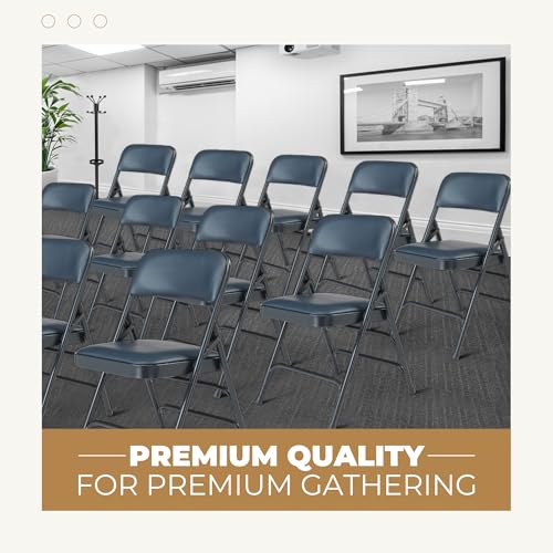 Triple Brace Folding Chair with Vinyl Upholstery, Black N83410