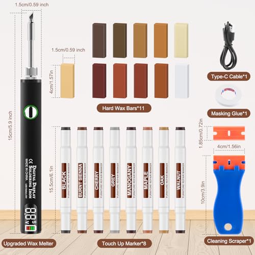 Vinyl Floor Repair Kit with Heat Pen - 11 Colors Hardwood Wax Markers I8626
