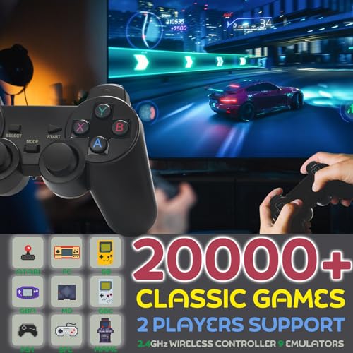Youngwants Plug & Play Retro Game Console with 20000 Games, 4K HDMI, Dual Controllers X45074