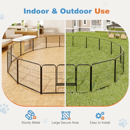 Sweetcrispy Dog Playpen Indoor - 8 Panel Metal Pet Fence with Doors for Small/Medium Pets R262216