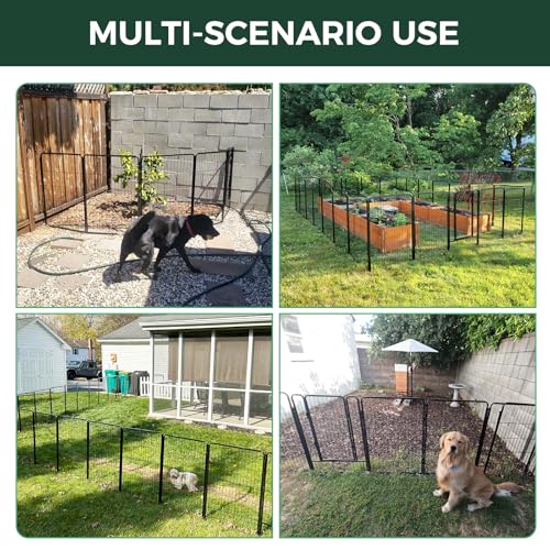 FXW Garden Fence 40in x 36ft, 16 Panels Decorative Metal Dog Fence for Yard, Black J952