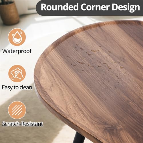 Oval Coffee Table with Metal Legs, Walnut Z407