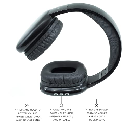 iJoy Ultra Wireless Headphones with Microphone, Over Ear Bluetooth, 10Hr Playtime, Blue A639495