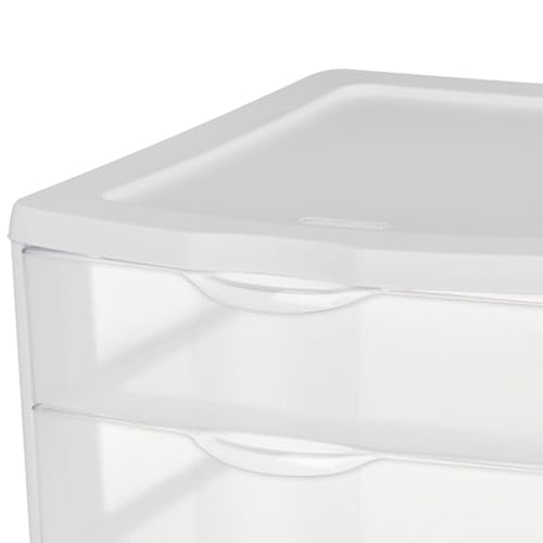 Sterilite 3 Drawer Plastic Desktop Organizer, White Frame, 4-Pack K799