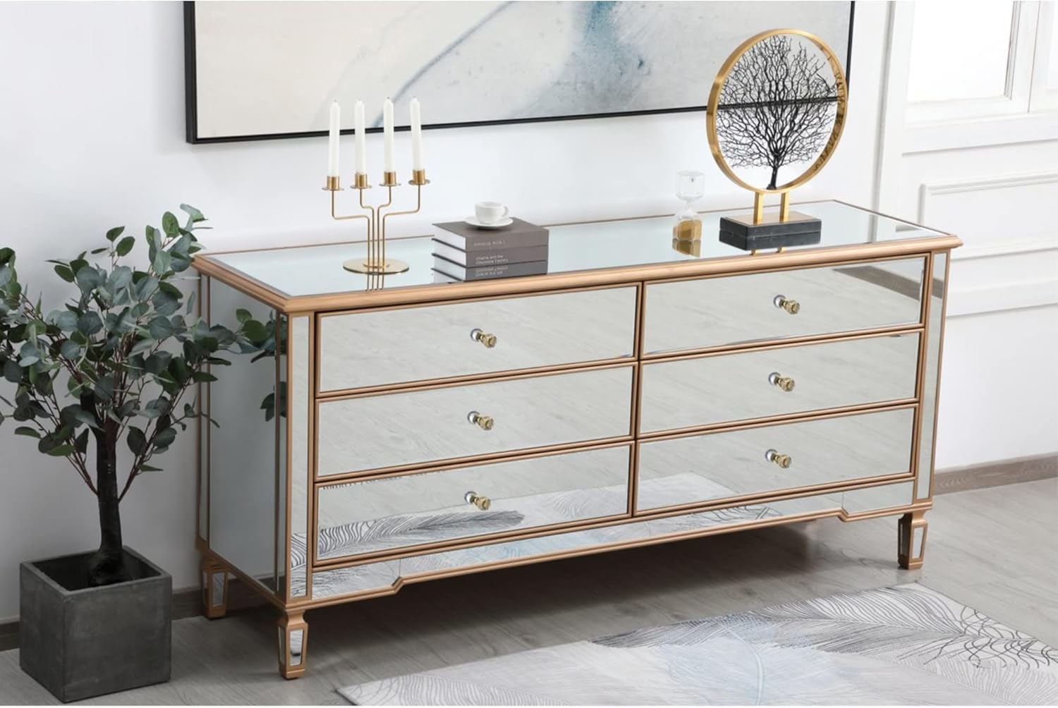 Contempo 72 in. Mirrored Chest Antique Gold P453