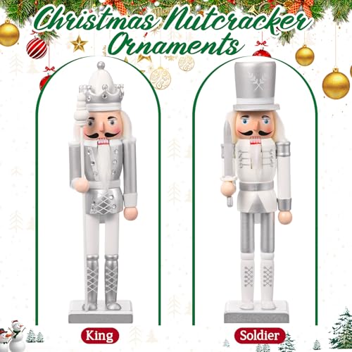 Huwena 2Pcs Christmas Nutcracker Soldier Wooden Figure Decor 12'' Z474