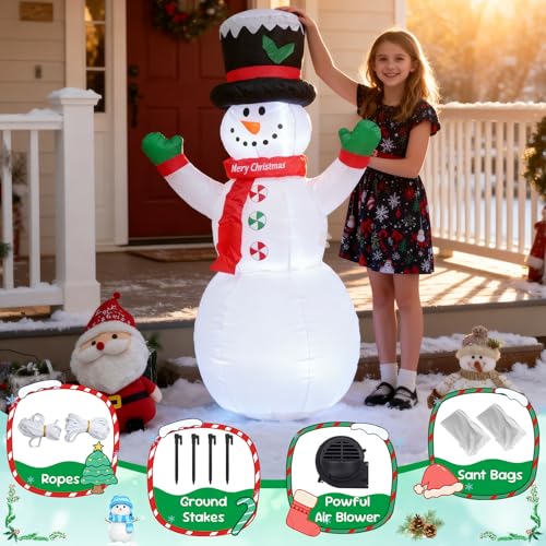 4 FT Christmas Snowman Inflatable with LED Lights Indoor Outdoor Decor E952
