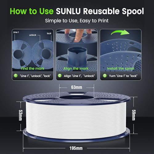 SUNLU 4kg PLA 3D Printer Filament Bundle, 1.75mm, 4 Black Spools V387