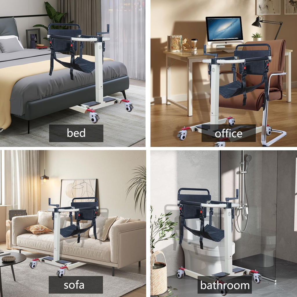 Patient Lift Transfer Chair, Height and Width Adjustable Wheelchair for Elderly and Disabled O77295