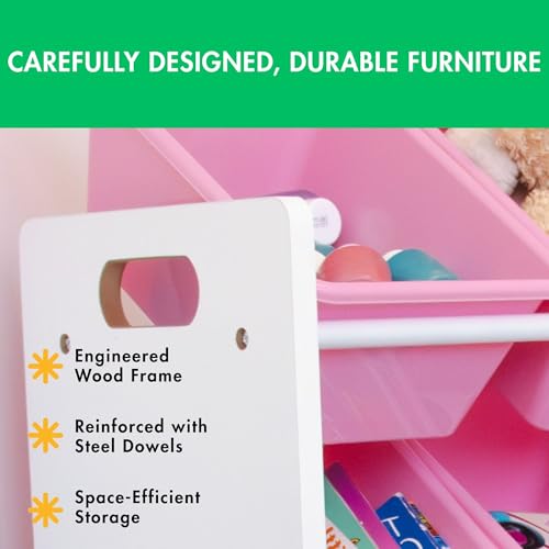 Humble Crew Kids Toy Storage Organizer with 12 Plastic Bins, Grey/White O74556