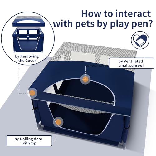 Puppy Playpen Indoor for Small Pets, 42x42x25 Inch with Gate U1971