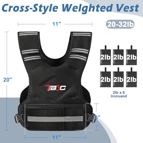 Adjustable Weighted Vest for Men and Women, 4-32lb with Ironsand Weights V832