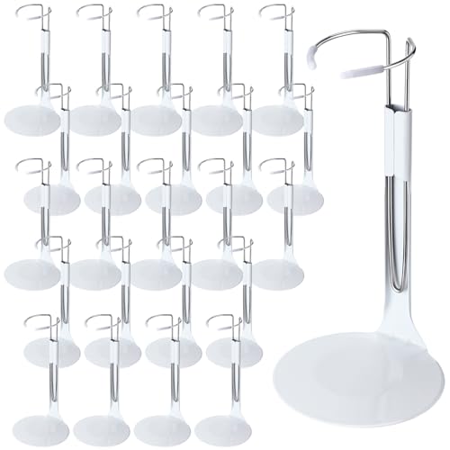 24 Pcs Adjustable Doll Stands for 8"-12" Action Figures (White, Silver) K3185