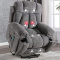 CANMOV Large Power Lift Recliner Chair with Massage and Heat for Elderly, Heavy Duty Motion Reclining Mechanism-Anti Skid Fabric Recliner Chair with 2 Concealed Cup Holders,Light Gray