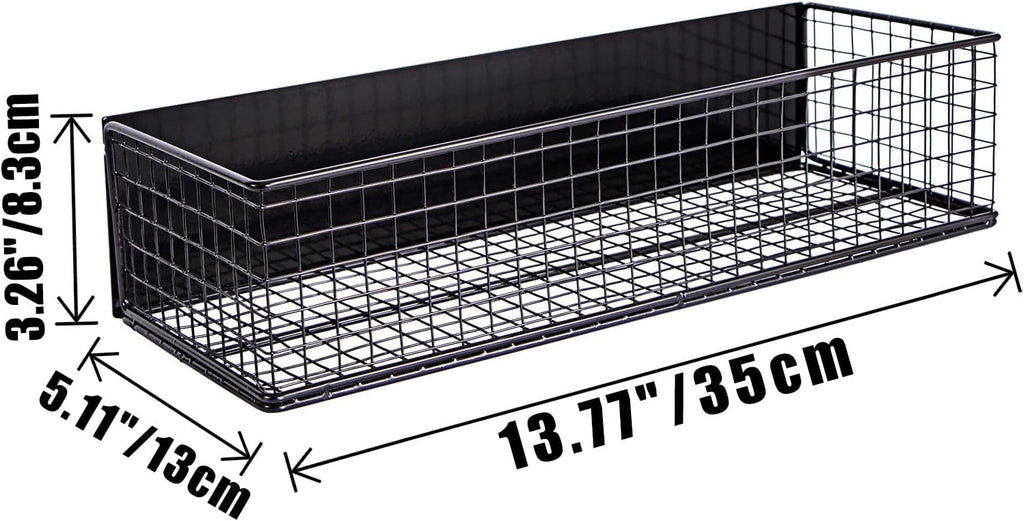 Magnetic Basket for Fridge, Wire Mesh Organizer, Black, 13.77" x 5.11" x 3.26" T9743