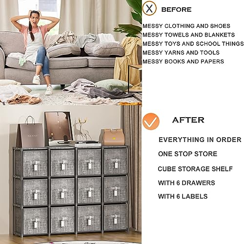 Cube Storage Organizer with 6 Printed Bins and Labels Y73983