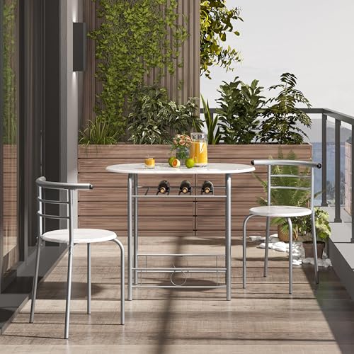 Yaheetech 3-Piece Dining Table Set with 2 Chairs, White X5971