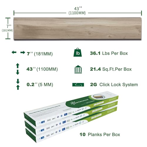Interlocking Luxury Vinyl Flooring Wood-Look Planks SPC Rigid Core Waterproof Hickory Q852539