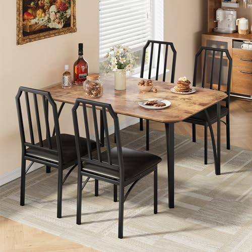 GAOMON Dining Table Set for 2 with Cushion Seats, Rustic Brown L77092
