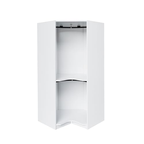 Merax Corner Wardrobe Closet Organizer with Hanging Rails & Shelves, Natural S71492