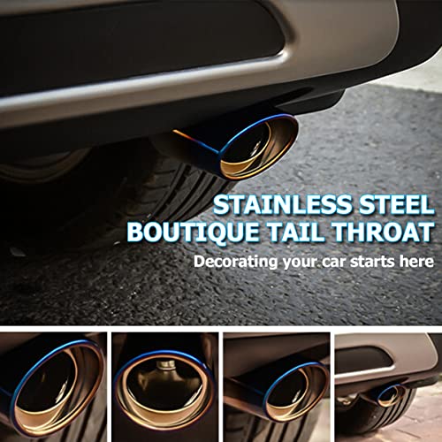 Stainless Steel Car Exhaust Tip, 2.5" to 3.3" Universal, Chrome-Plated Finish, Blue/B Style J466