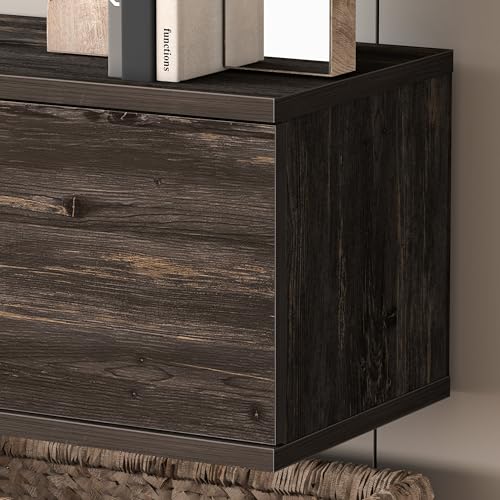 Atelier Mobili Floating TV Stand for 75 inch TV, Wall Mounted, Black Oak D599620