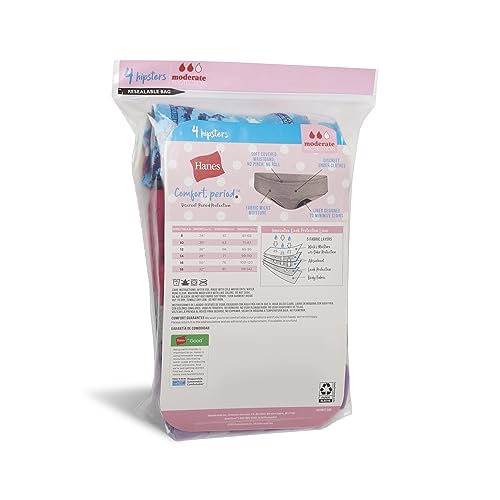 Hanes Girls' & Boys' Period Underwear Hipster Short, Multi-Pack Y24165
