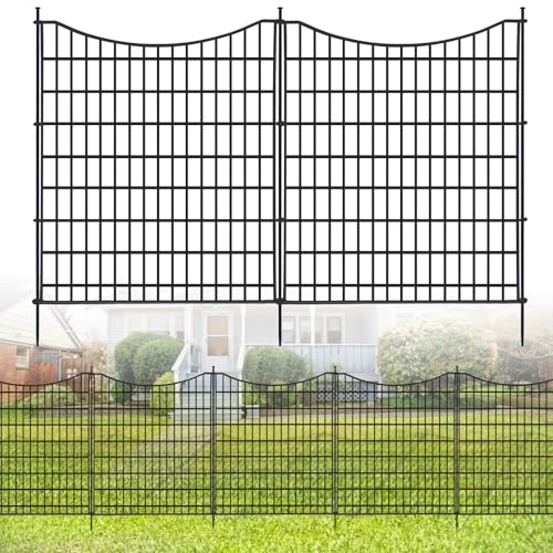 18 Panels No Dig Decorative Garden Fence with Gate, Rustproof Metal, 33in H I585