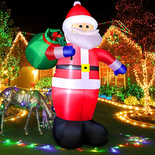 8 FT Christmas Inflatables Santa Claus with Gifts Bag, LED Light, Outdoor Decor F2174