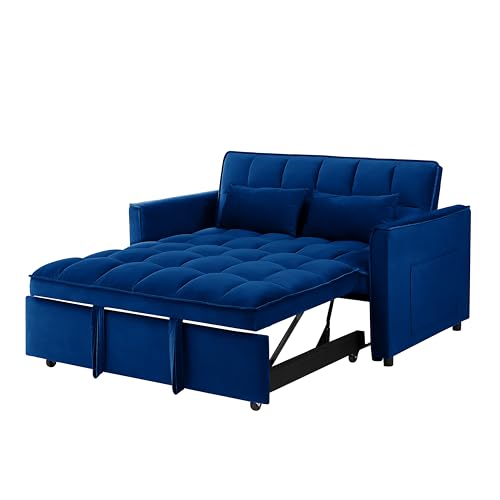3-in-1 Convertible Velvet Sofa Bed with Adjustable Back, Storage Bag and Pillow G466