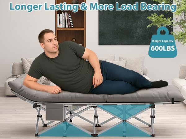 Folding Camping Cot for Adults, Heavy Duty with Carry Bag, Portable Outdoor Travel Cot E9127
