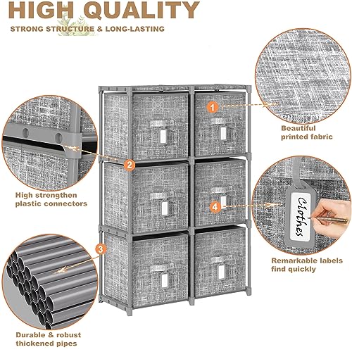 Cube Storage Organizer with 6 Printed Bins and Labels Y73983
