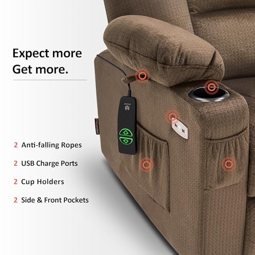 MCombo Small Power Lift Recliner Chair with Massage and Heat, Brown N356790
