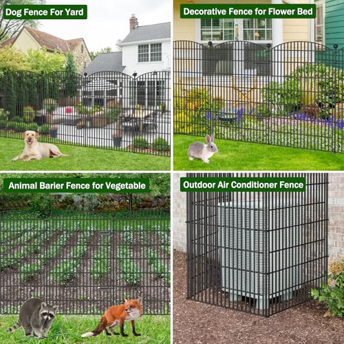 10 Panels No Dig Decorative Garden Fence, Rustproof Metal Dog Fence for Yard U518
